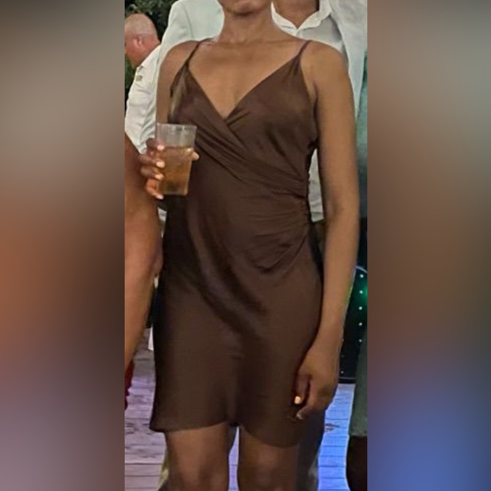 Zara Satin Mini Brown Dress Size Small